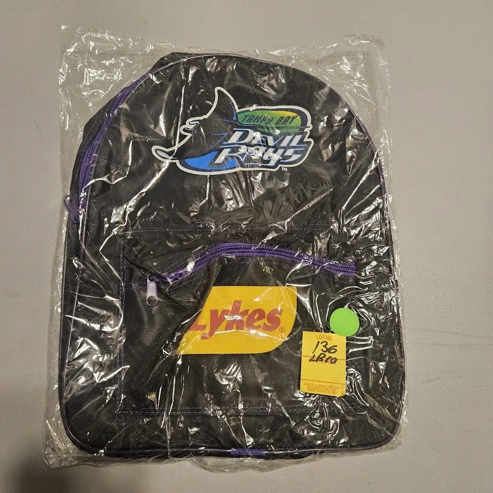 Vintage Tampa Bay Devil Rays Kids Backpack Lykes Back Pack Black Factory sealed